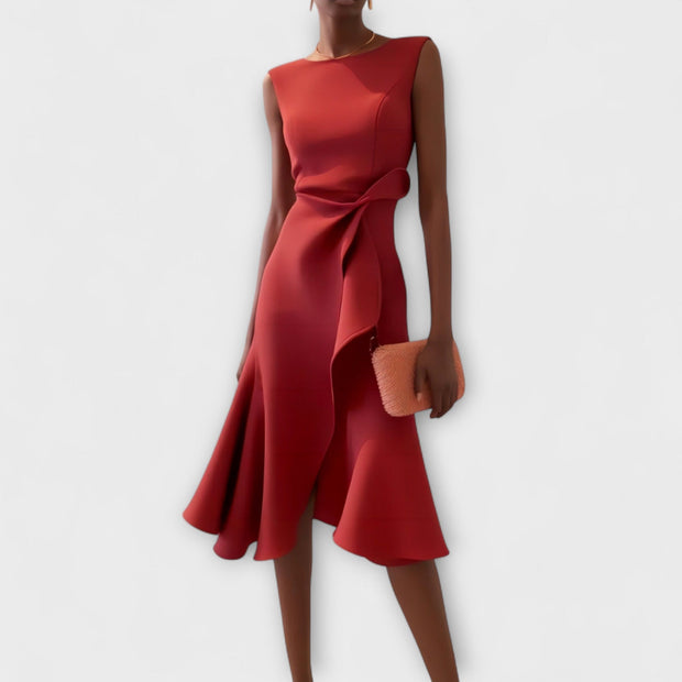 JULIETTE | ROBE MIDI ASYMÉTRIQUE DRAPÉE