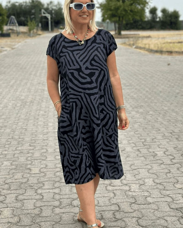 Nelia™ | Robe d’été à col rond et joli imprimé