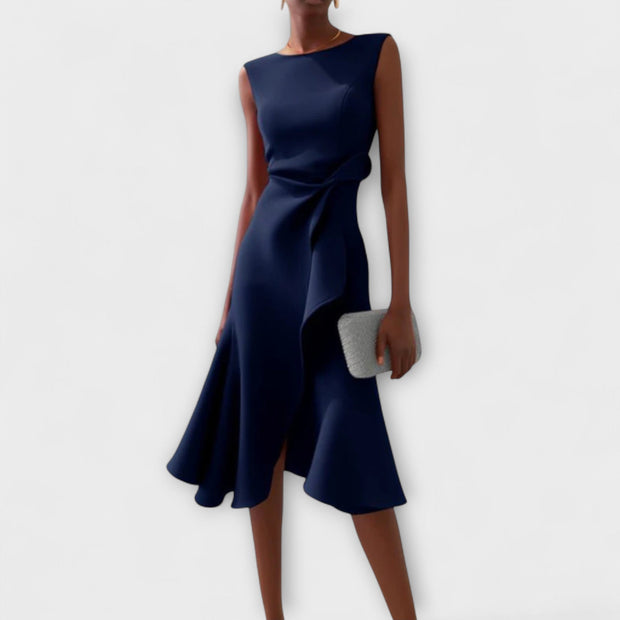 JULIETTE | ROBE MIDI ASYMÉTRIQUE DRAPÉE