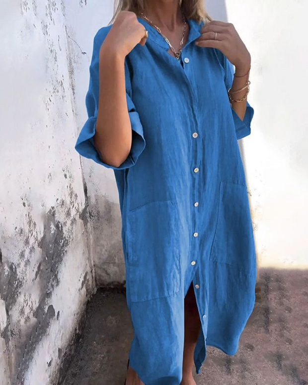 SANSA | ROBE CHEMISE DÉCONTRACTÉE STYLE IBIZA LONGUEUR GENOU