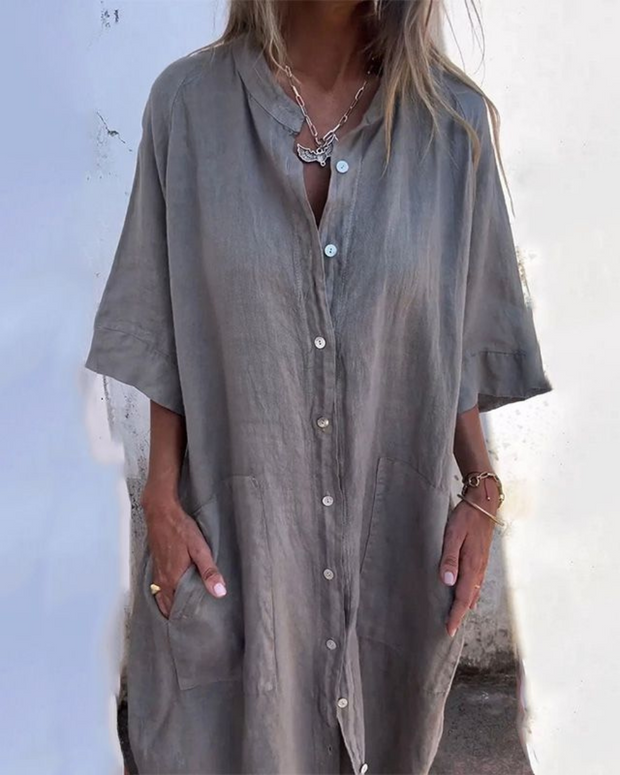 SANSA | ROBE CHEMISE DÉCONTRACTÉE STYLE IBIZA LONGUEUR GENOU