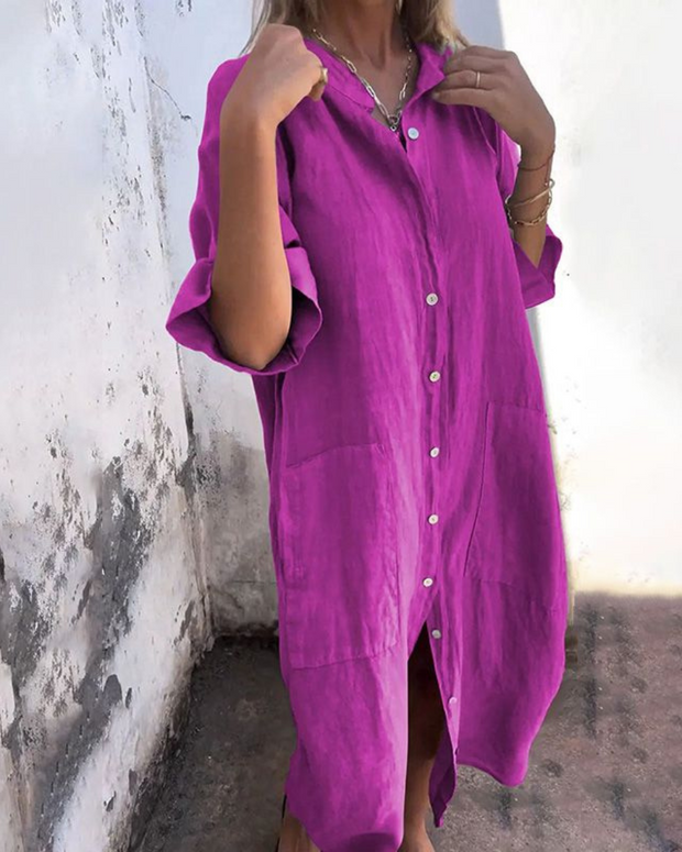 SANSA | ROBE CHEMISE DÉCONTRACTÉE STYLE IBIZA LONGUEUR GENOU
