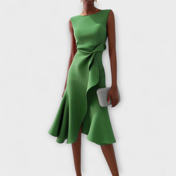 JULIETTE | ROBE MIDI ASYMÉTRIQUE DRAPÉE