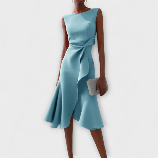 JULIETTE | ROBE MIDI ASYMÉTRIQUE DRAPÉE