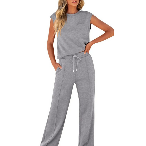 Kamila | Top sans manches et pantalon avec cordon à la taille