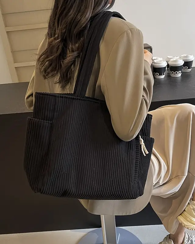 Tilda | Sac Tote côtelé avec détail cordon