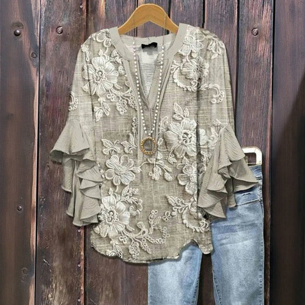 Blouse d’été « Jour de Marché » – Élégante & Légère