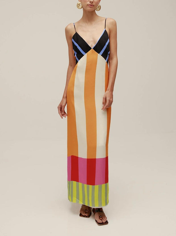 Paloma | Maxi Robe Colorée à Rayures