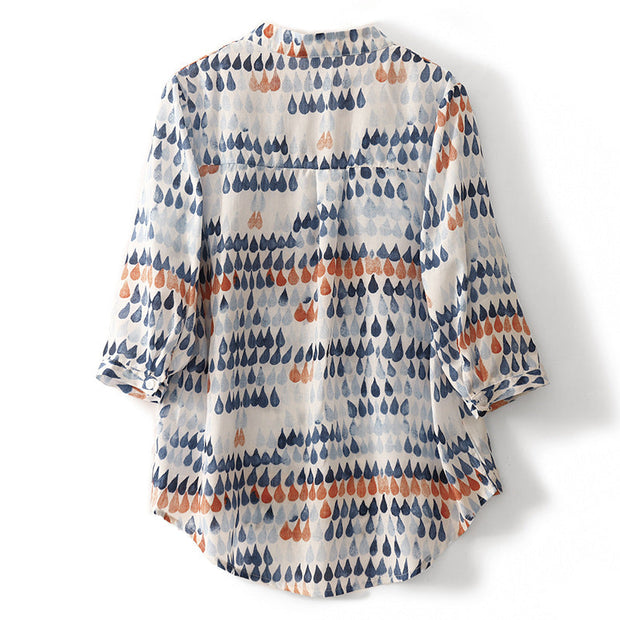 Alessandra | Blouse Décontractée en Chiffon Imprimé avec Col en V