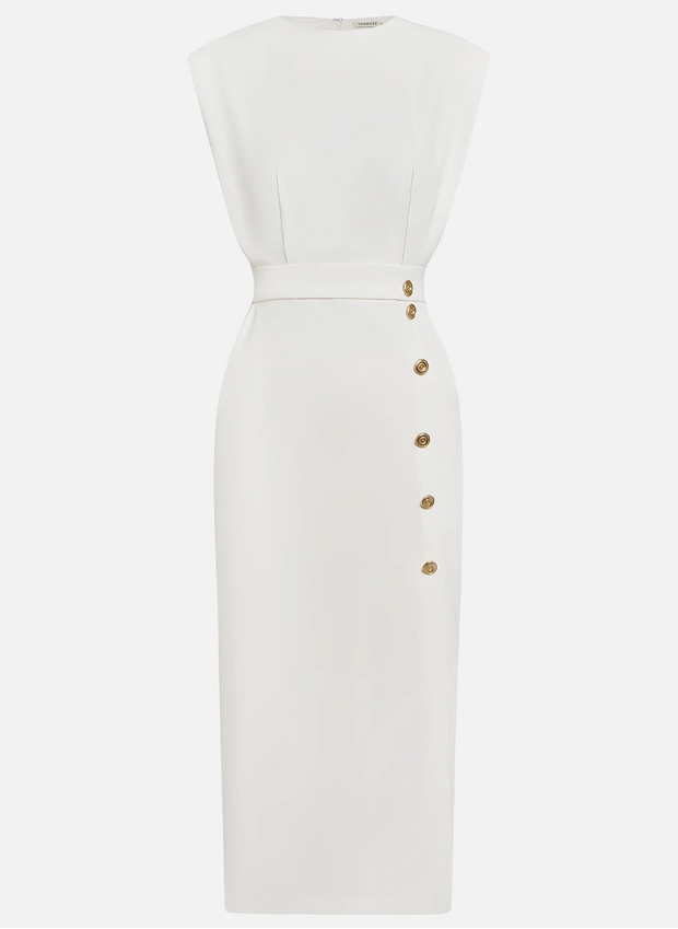 NOMI™ | Robe avec Boutons Dorés et Fente Latérale