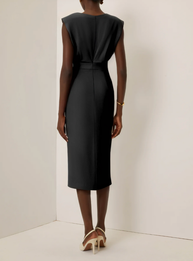 NOMI™ | Robe avec Boutons Dorés et Fente Latérale