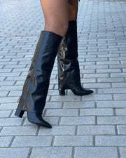 Xara | Bottes hautes noires à talons fins