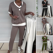Ensemble décontracté femme – top col V & pantalon