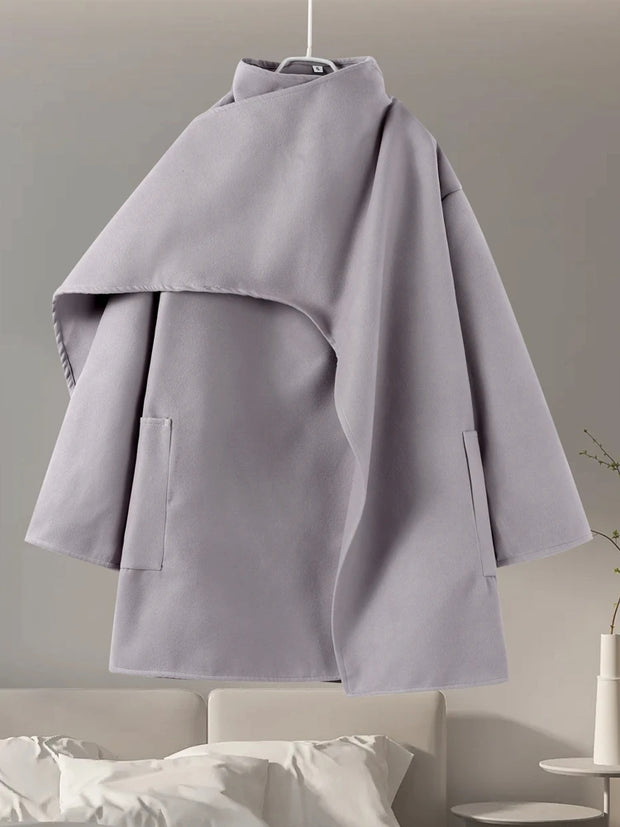 Manel | Manteau en laine chic à col écharpe