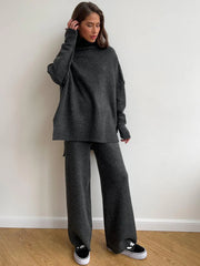 Agathe | Ensemble en Maille Col Roulé et Pantalon Uni