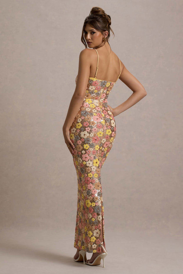 SELVIANA | Robe Longue à Paillettes Florales