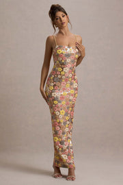 SELVIANA | Robe Longue à Paillettes Florales